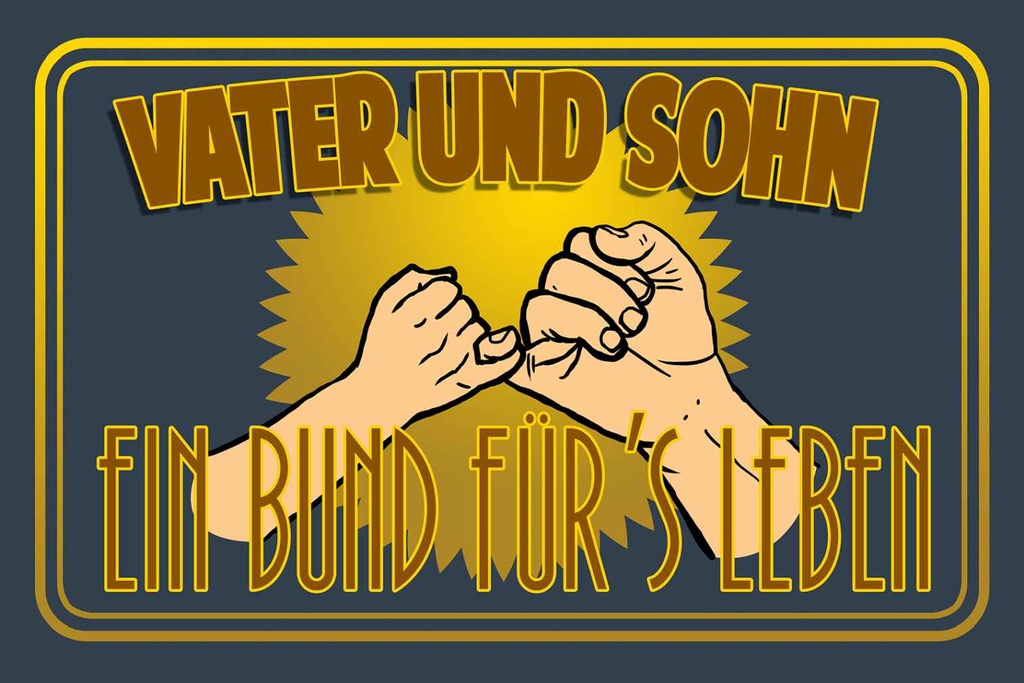 Holzschild 12x18 cm Vater und Sohn ein Bund für Familie Freunde