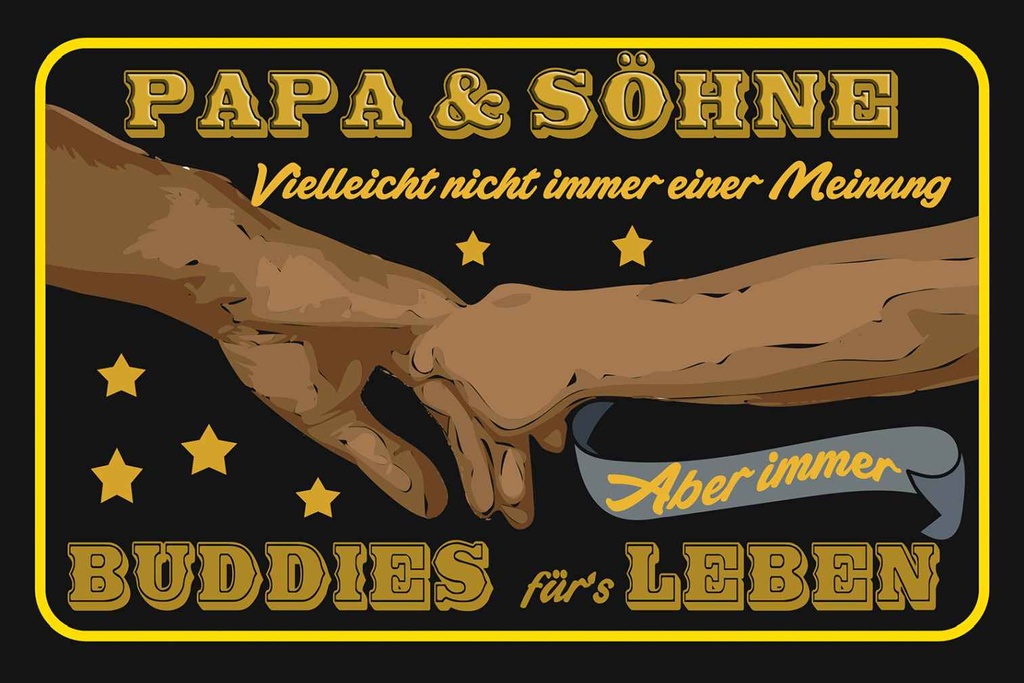 Holzschild 12x18 cm Papa und Söhne nicht immer einer Familie Freunde