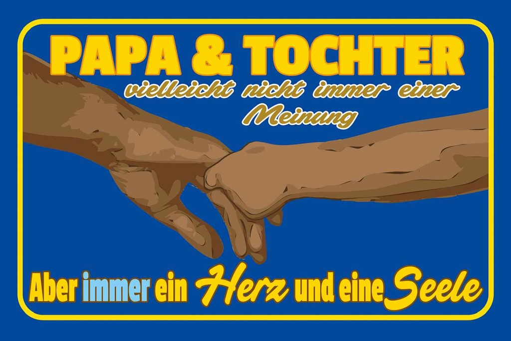 Holzschild 12x18 cm Papa und Tochter ein Herz Seele Familie Freunde