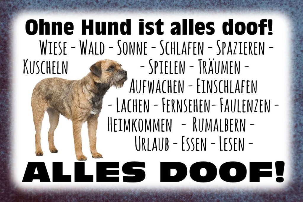 Holzschild 12x18 cm ohne Hund ist alles doof Tier Haustier
