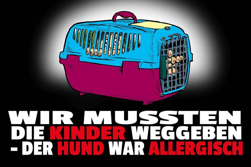 Holzschild 12x18 cm Kinder weggeben Hund allergisch Tier Haustier