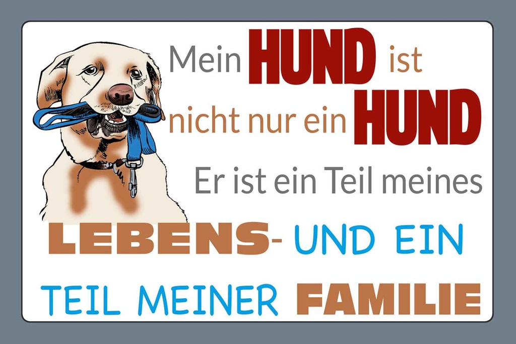 Holzschild 12x18 cm Hund ist Teil meines Lebens Tier Haustier