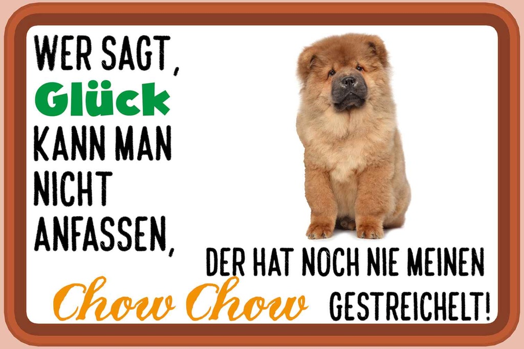 Holzschild 12x18 cm Glück nicht anfassen Chow Dekoration