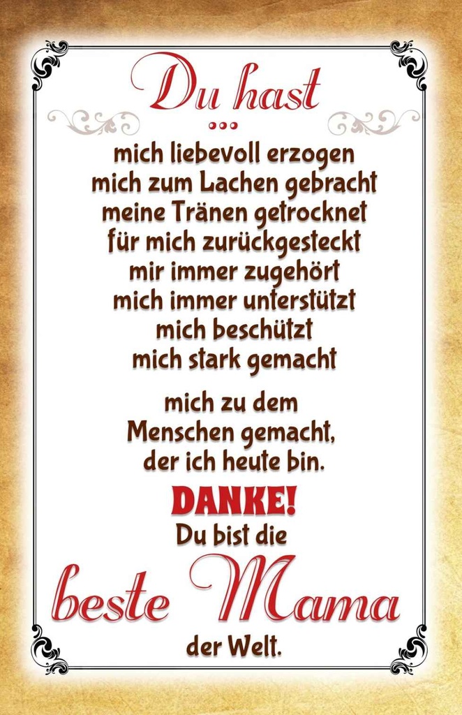 Holzschild 18x12 cm Danke du bis die Beste Mama Männer Frauen