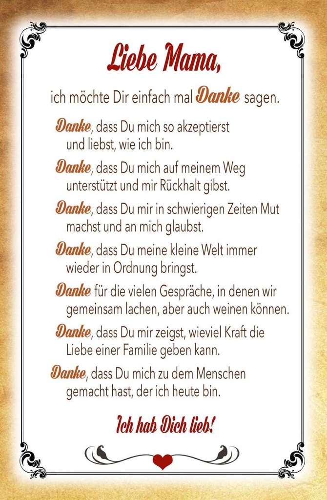 Holzschild 18x12 cm liebe Mama Ich hab dich lieb Familie Freunde