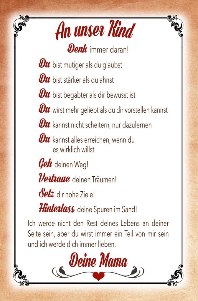 Holzschild 18x12 cm Kind denk immer daran deine Mama Kids Kinder Teens