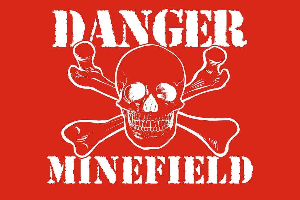 Holzschild 12x18 cm Danger Minefield Schädel Warnschild Hinweisschild