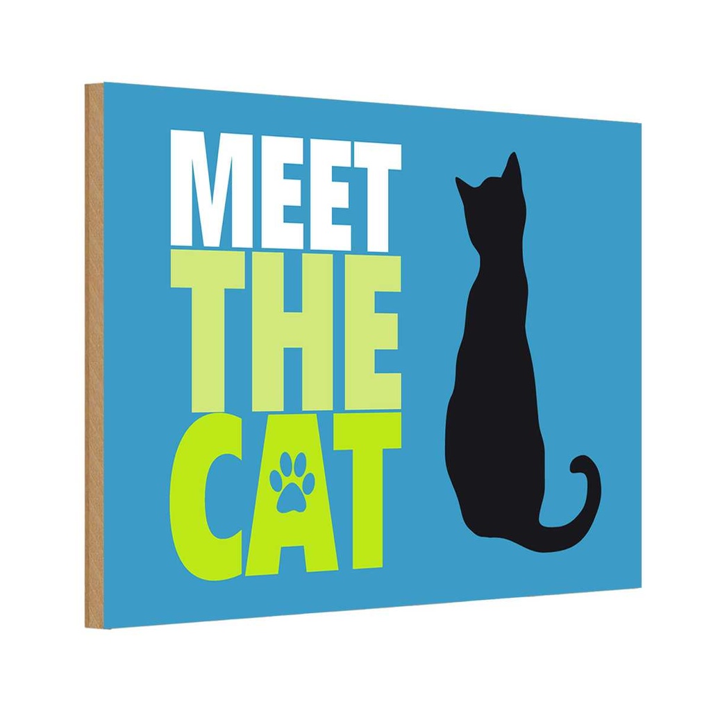Holzschild 12x18 cm meet the cat Katze Tier Haustier