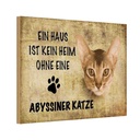 Holzschild 12x18 cm Abyssiner Katze ohne kein Heim