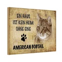 Holzschild 12x18 cm American Bobtail ohne kein Heim