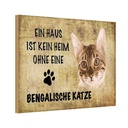 Holzschild 12x18 cm Bengalische Katze Tier Haustier