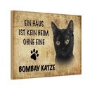Holzschild 12x18 cm Bombay Katze ohne kein Heim Tier Haustier