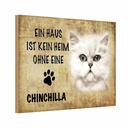 Holzschild 12x18 cm chinchilla Katze ohne kein Heim Tier Haustier