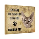 Holzschild 12x18 cm Cornish Rex Katze Tier Haustier