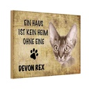 Holzschild 12x18 cm Devon Rex Katze ohne kein Heim Tier Haustier