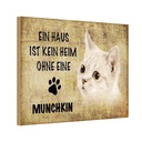 Holzschild 12x18 cm Munchkin Katze ohne kein Heim Tier Haustier