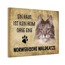 Holzschild 12x18 cm Norvegische Waldkatze Katze Tier Haustier