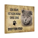 Holzschild 12x18 cm Scottish Fold Katze Tier Haustier