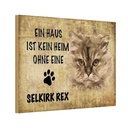 Holzschild 12x18 cm Selkirk Rex Katze ohne kein Heim Tier Haustier