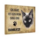 Holzschild 12x18 cm Siamkatze Katze ohne kein Heim Tier Haustier