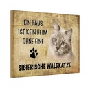 Holzschild 12x18 cm sibierische Waldkatze Katze Tier Haustier