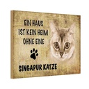Holzschild 12x18 cm Singapur Katze ohne kein Heim Tier Haustier