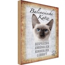Holzschild 18x12 cm balinesische Katze Tier Haustier