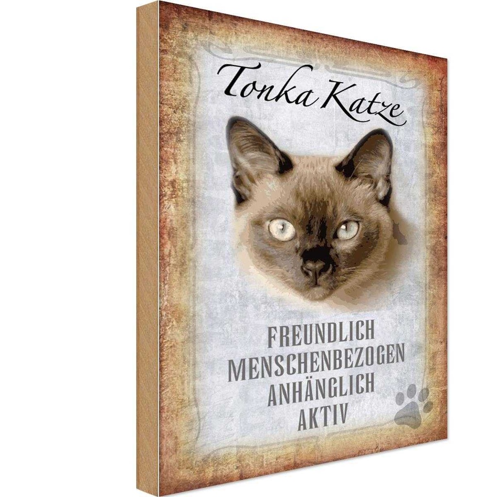 Holzschild 18x12 cm Tonka Katze Tier Haustier