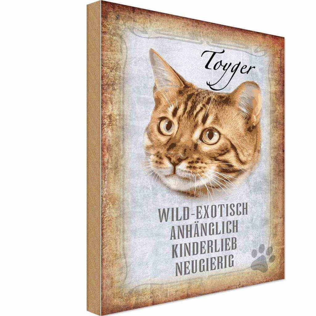 Holzschild 18x12 cm Toyger Katze Tier Haustier