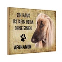 Holzschild 12x18 cm Afghanen Hund ohne kein Heim Tier Haustier