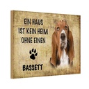 Holzschild 12x18 cm Bassett Hund ohne kein Heim Tier Haustier