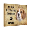 Holzschild 12x18 cm Beagle Hund ohne kein Heim Tier Haustier