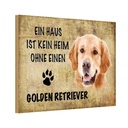 Holzschild 12x18 cm Golden Retriever Hund Tier Haustier
