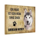 Holzschild 12x18 cm Sibirian Husky Hund Tier Haustier