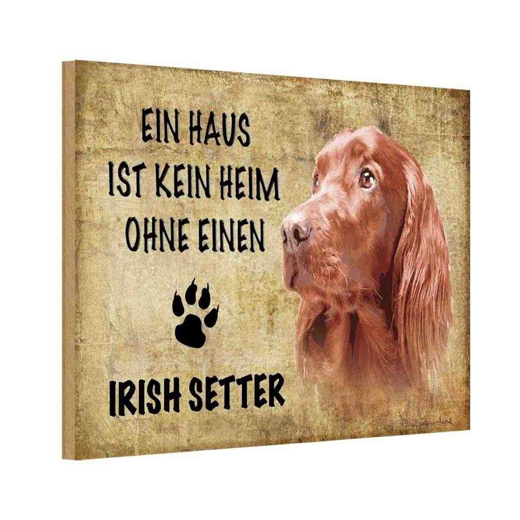 Holzschild 12x18 cm Irish Setter Hund Tier Haustier