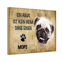 Holzschild 12x18 cm Mops Hund Tier Haustier