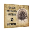 Holzschild 12x18 cm Pekinesen Hund ohne kein Heim Tier Haustier