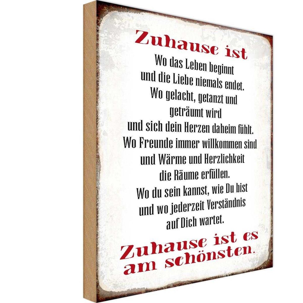 Holzschild 18x12 cm Zuhause ist am schönsten Geschenk