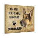 Holzschild 12x18 cm Schäferhund Hund ohne kein Heim Tier Haustier