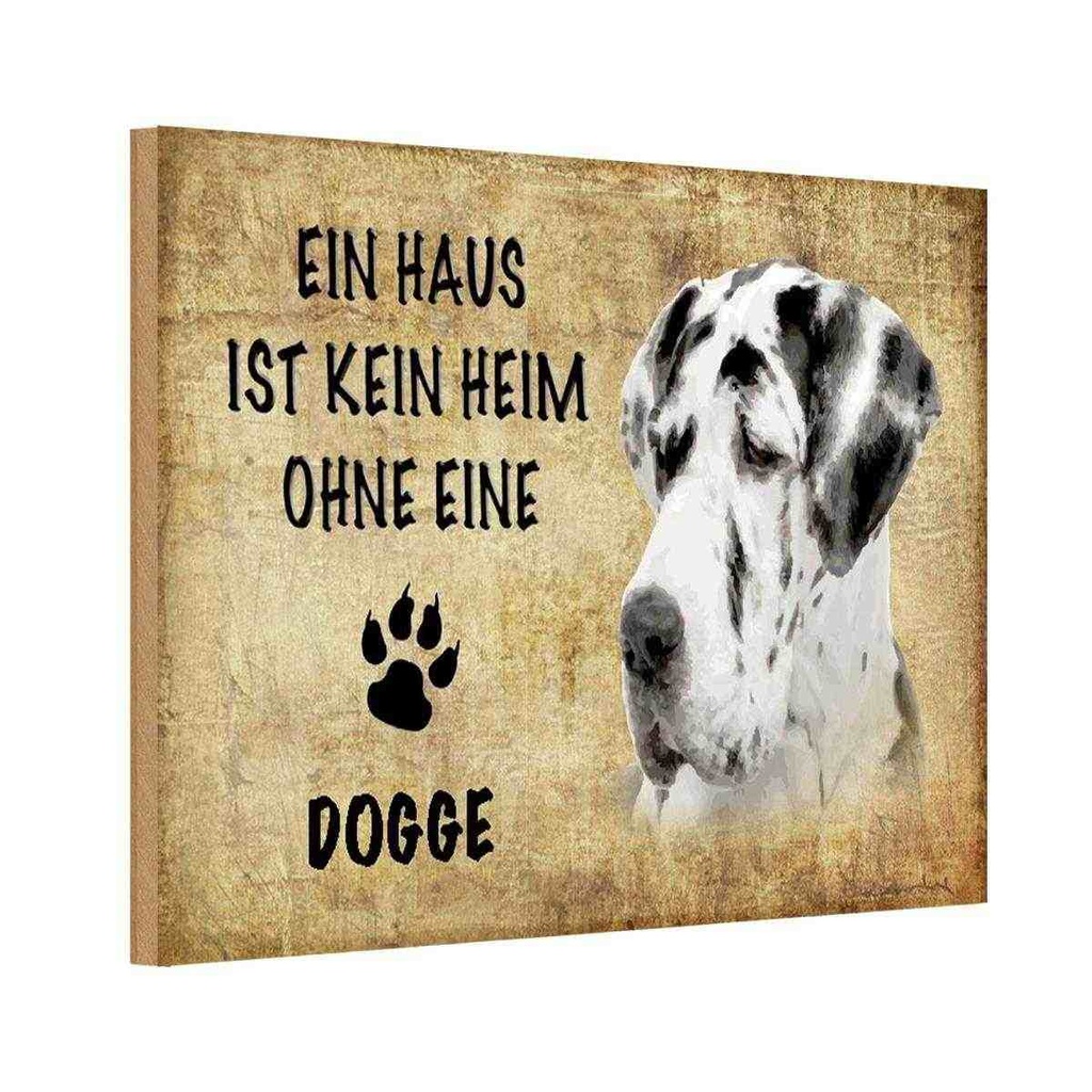 Holzschild 12x18 cm Dogge Hund Tier Haustier