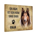Holzschild 12x18 cm Collie Hund Tier Haustier