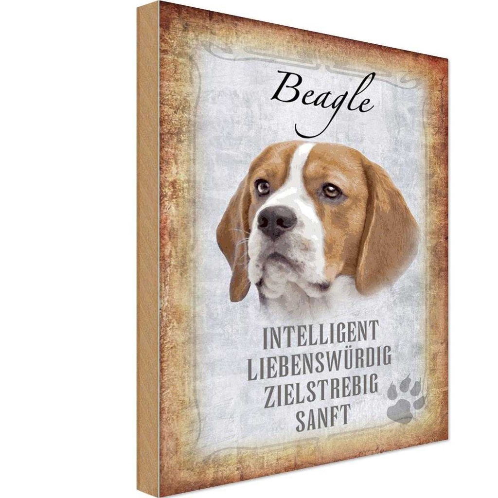 Holzschild 18x12 cm Beagle Hund Tier Haustier