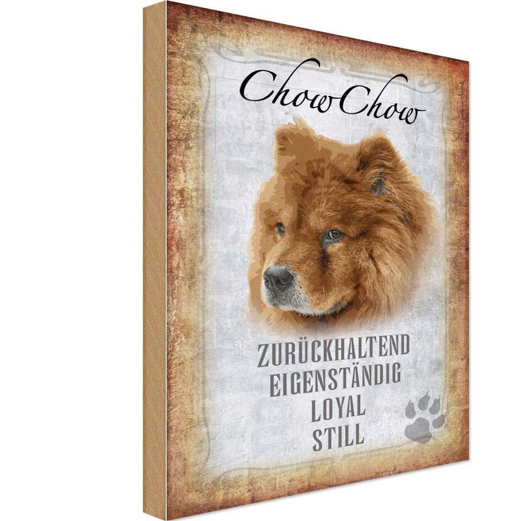 Holzschild 18x12 cm Chow Hund loyal Tier Haustier