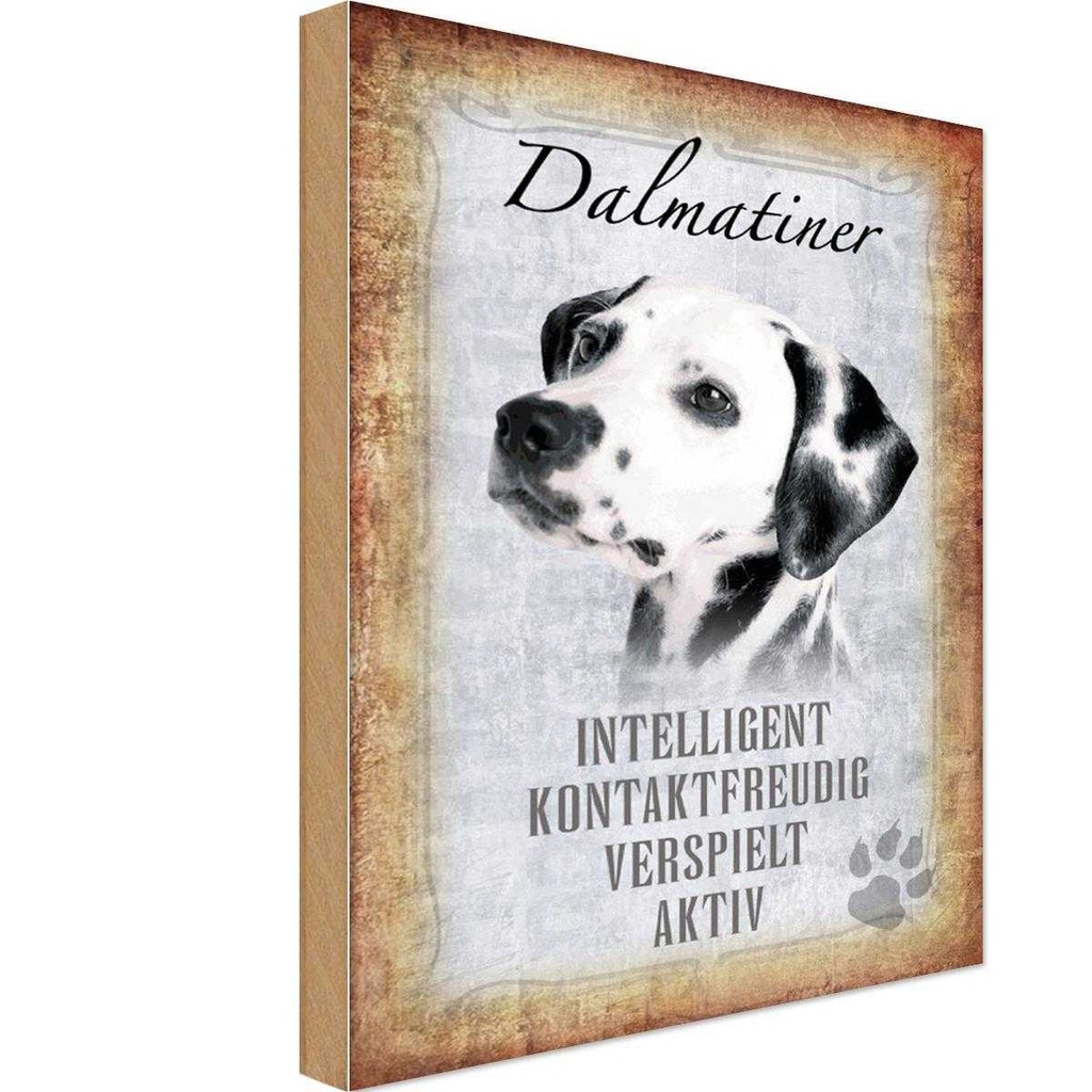 Holzschild 18x12 cm Dalmatiner Hund Tier Haustier