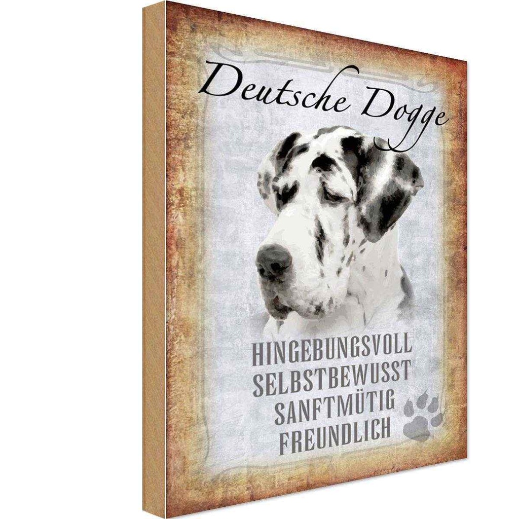Holzschild 18x12 cm Deutsche Dogge Hund Tier Haustier