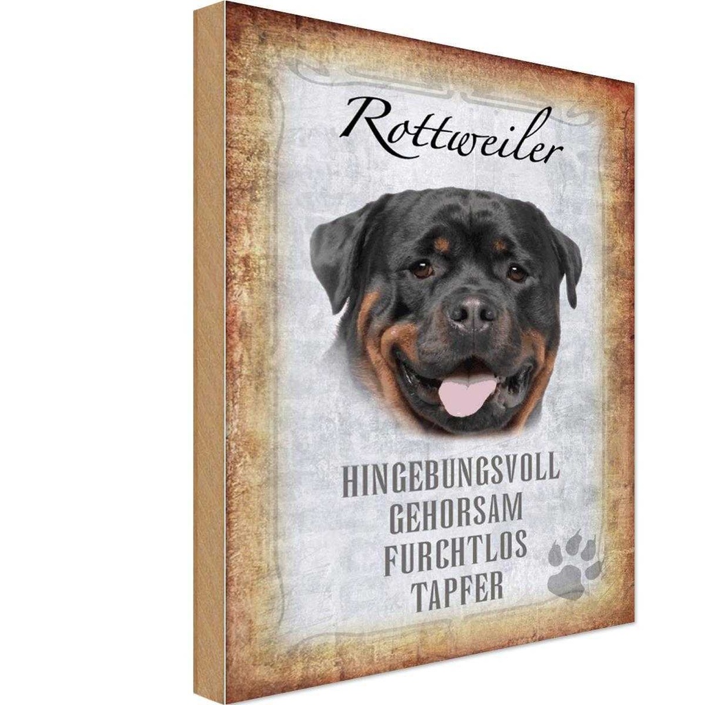 Holzschild 18x12 cm Rottweiler Hund Tier Haustier