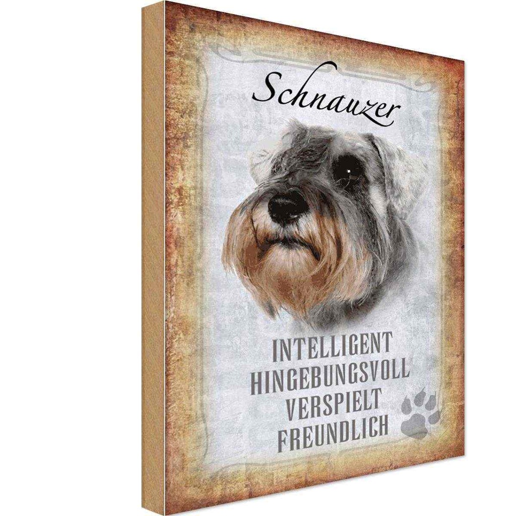 Holzschild 18x12 cm Schnauzer Hund Tier Haustier