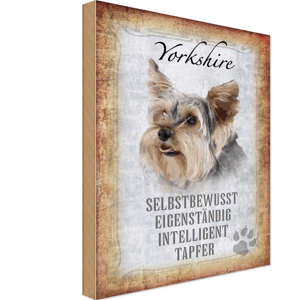 Holzschild 18x12 cm Yorkshire Hund Tier Haustier