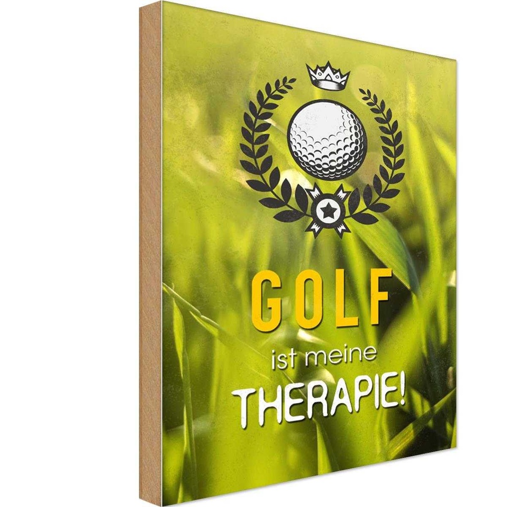 Holzschild 18x12 cm Golf ist meine Therapie Sport Hobby