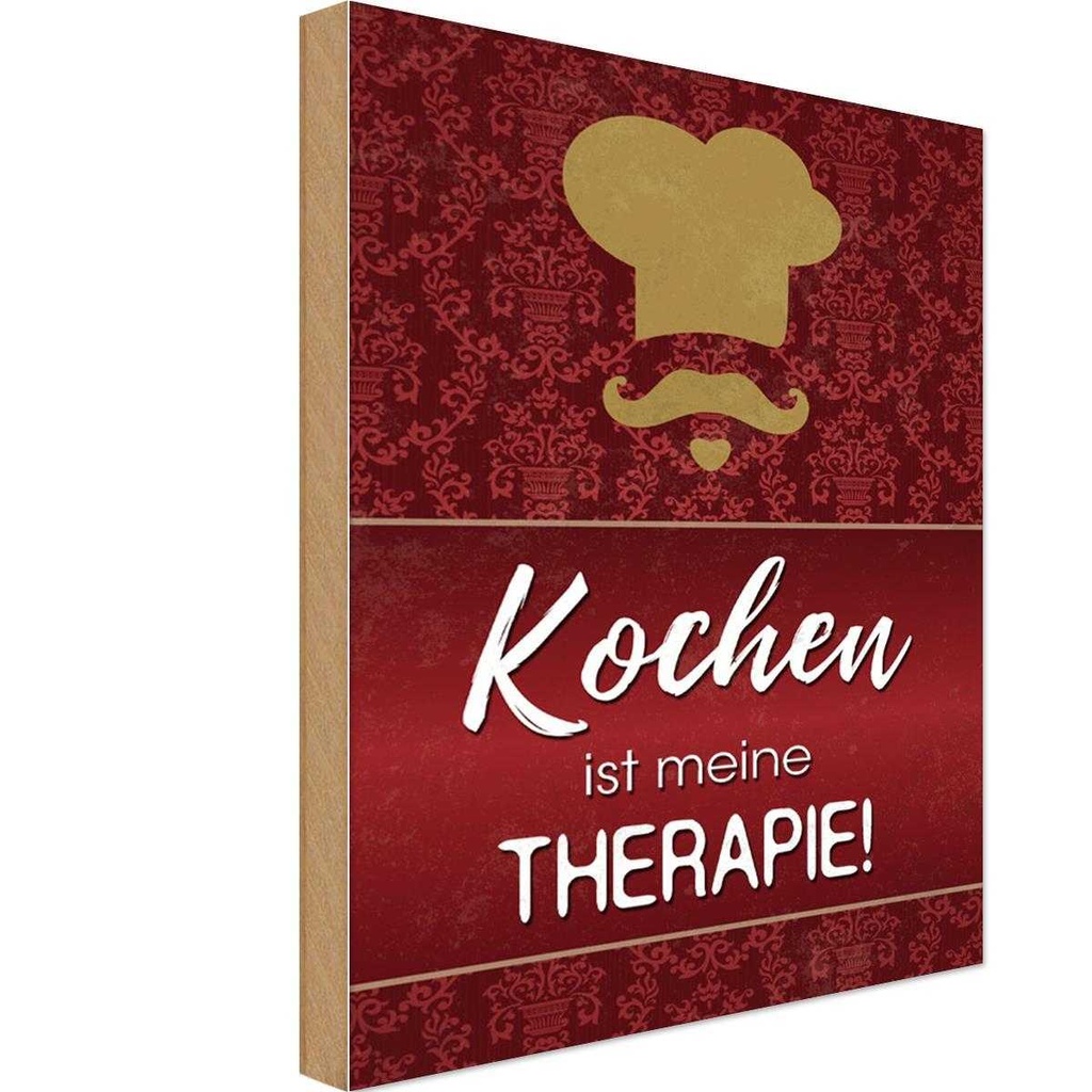 Holzschild 18x12 cm Kochen ist meine Therapie Küche